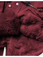 Bavlnená bunda typu parka vo vínovej farbe s kožušinou (xw805x)