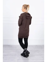 Šaty s ozdobnými volánikmi a kapucňou v hnedej farbe Šaty s ozdobnými volánikmi a kapucňou v hnedej farbe