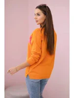 Svetrová halenka s květinovým vzorem pomeranč Svetrová halenka s květinovým vzorem pomeranč