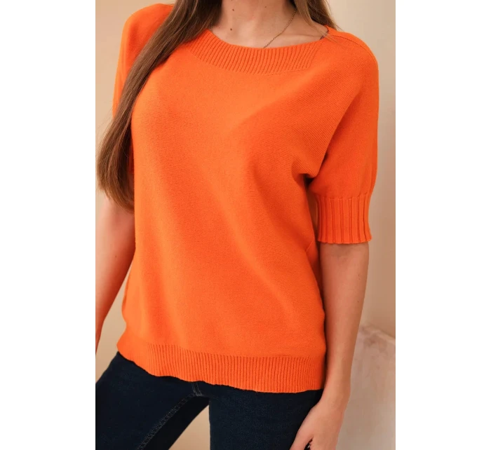 Dámský svetr z viskózy s krátkým rukávem oranžový