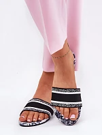 Wzorzyste Płaskie Klapki Damskie Czarne Leysi