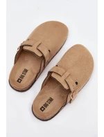 Klapki Chodaki Damskie Na Korkowej Platformie Ze Złotą Klamrą Big Star SS274738 Beżowe Klapki Chodaki Damskie Na Korkowej Platformie Ze Złotą Klamrą Big Star SS274738 Beżowe