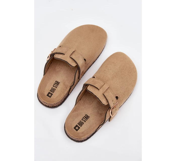 Klapki Chodaki Damskie Na Korkowej Platformie Ze Złotą Klamrą Big Star SS274738 Beżowe Klapki Chodaki Damskie Na Korkowej Platformie Ze Złotą Klamrą Big Star SS274738 Beżowe