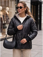 Dámska prešívaná prechodná bunda s kapucňou, čierna, FashionStreet TY5786 Dámska prešívaná prechodná bunda s kapucňou, čierna, FashionStreet TY5786