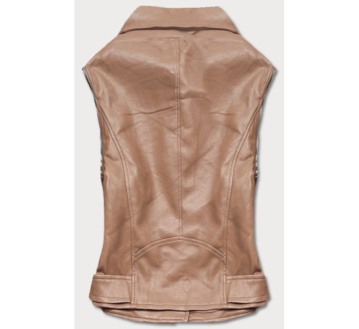 Světle hnědá bunda ramoneska vesta z eko kůže model 17789414 - FLAM Mode