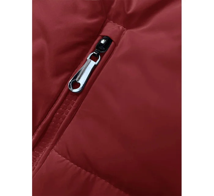 Dámsky krátky top bez rukávov so stojatým golierom červený (16M9092-270)