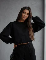 Černý dámský bavlněný teplákový komplet s krátkou mikinou model 20905679 - Moon