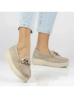 Béžové kožené mokasíny na  model 22097362 - FILIPPO