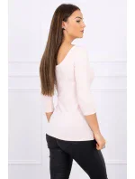 Blúzka s okrúhlym výstrihom púdrovo ružová