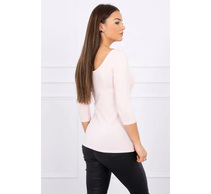 Blúzka s okrúhlym výstrihom púdrovo ružová