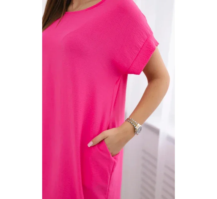 Šaty s vreckami Ružové