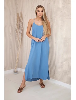 Dlouhé šaty bez ramínek džínovina