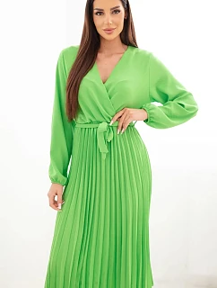 Šaty s plisovaným spodným dielom svetlozelené