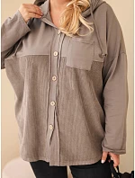 Dámská bavlněná mikina Plus Size s kapucí a knoflíky fango zelená