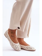 Ażurowe Błyszczące Baleriny Damskie Beżowe Visionary Ażurowe Błyszczące Baleriny Damskie Beżowe Visionary