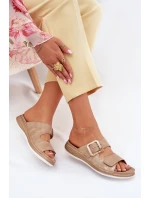 Dámské Pantofle S Přezkou A Zipem Béžové model 21702174 - Inblu