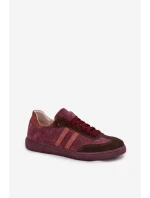 Zazoo N1068 Zamszowe Niskie Sneakersy Damskie Bordowe