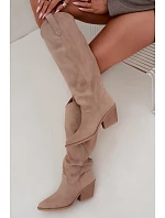 Béžové kožené čižmy typu kovbojky Sylvie Béžové kožené čižmy typu kovbojky Sylvie