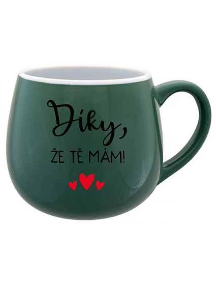 ĎAKUJEM, ŽE ŤA MÁM! - zelený keramický hrnček 300 ml