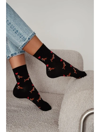 Dámske valentínske ponožky jazvečík 0200.201