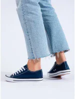 Pekné dámske tmavomodré tenisky bez podpätku