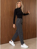 Dámske džínsy Mom Fit s vysokým pásom, tmavošedé, FashionStreet UY3209