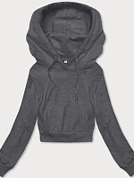 Krátka mikina s kapucňou tmavosivá (8B939-5)