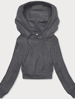 Tmavě šedá krátká tepláková mikina s kapucí model 18378843 - J.STYLE