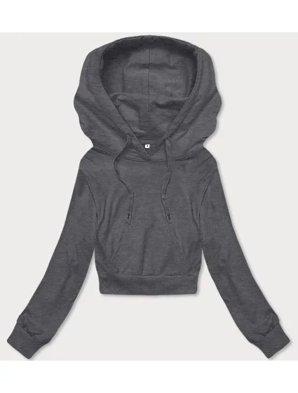 Tmavě šedá krátká tepláková mikina s kapucí model 18378843 - J.STYLE Tmavě šedá krátká tepláková mikina s kapucí model 18378843 - J.STYLE