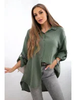 Bavlnená mušelínová košeľa khaki