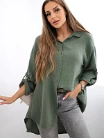 Bavlnená mušelínová košeľa khaki