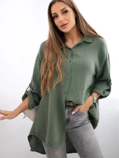 Bavlnená mušelínová košeľa khaki