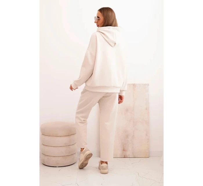 Dámska súprava maslová mikina s kapucňou a nohavice s opaskom béžová Dámska súprava maslová mikina s kapucňou a nohavice s opaskom béžová