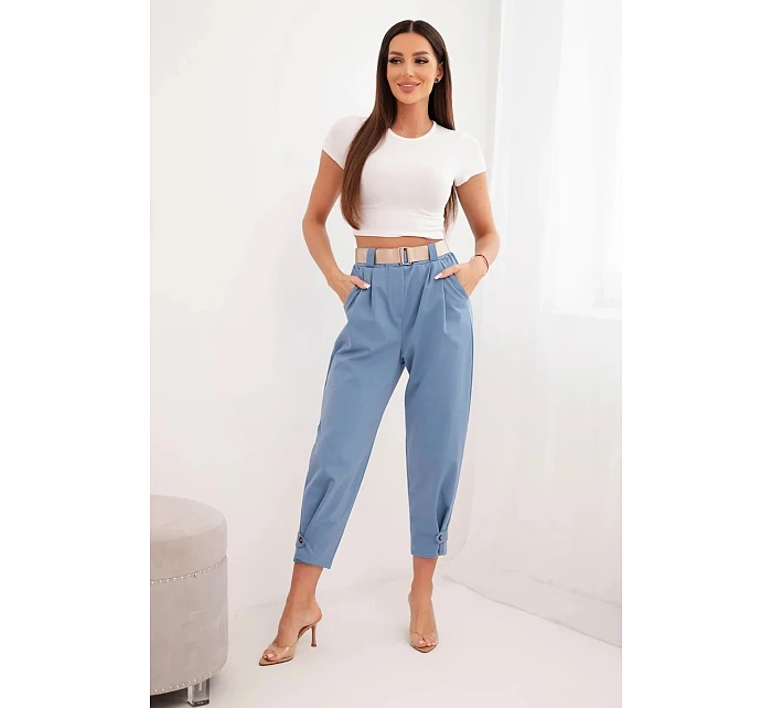 Letné nohavice Punto so zapínaním na nohaviciach denim Letné nohavice Punto so zapínaním na nohaviciach denim