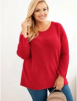 Dámský svetr plus size s lodičkovým výstřihem červený Dámský svetr plus size s lodičkovým výstřihem červený