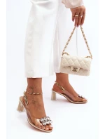 Sandały Transparentne Na Obcasie Złote S.Barski MR1037-43 Sandały Transparentne Na Obcasie Złote S.Barski MR1037-43