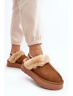 Kožené Semišové Pantofle Dámské Na Platformě S Kožíškem Camel model 21638811 - Boto Kožené Semišové Pantofle Dámské Na Platformě S Kožíškem Camel model 21638811 - Boto