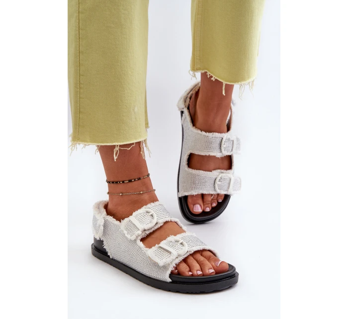 Dámské bílé zdobené džínové sandály model 21657662 - Boto