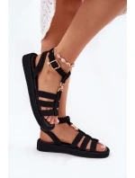 Dámské sandály na platformě se zlatým detailem černé model 21699033 - Boto Dámské sandály na platformě se zlatým detailem černé model 21699033 - Boto