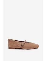 Baleríny s Páskem Eko Semišové Béžové model 22091784 - Boto Baleríny s Páskem Eko Semišové Béžové model 22091784 - Boto