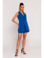 model 19660633 Sako bez rukávů s jedním knoflíkem modré - Moe model 19660633 Sako bez rukávů s jedním knoflíkem modré - Moe