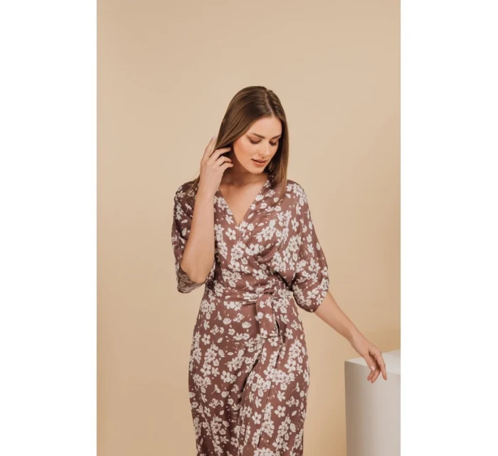 S405 Zavinovacie maxi šaty s potlačou - model 2