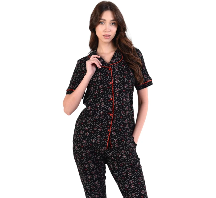 Dámske pyžamo 180/162 čierne so srdiečkami - Karol
