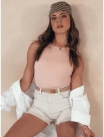 Dámske džínsové šortky POPGLAM light beige FashionStreet SY0384