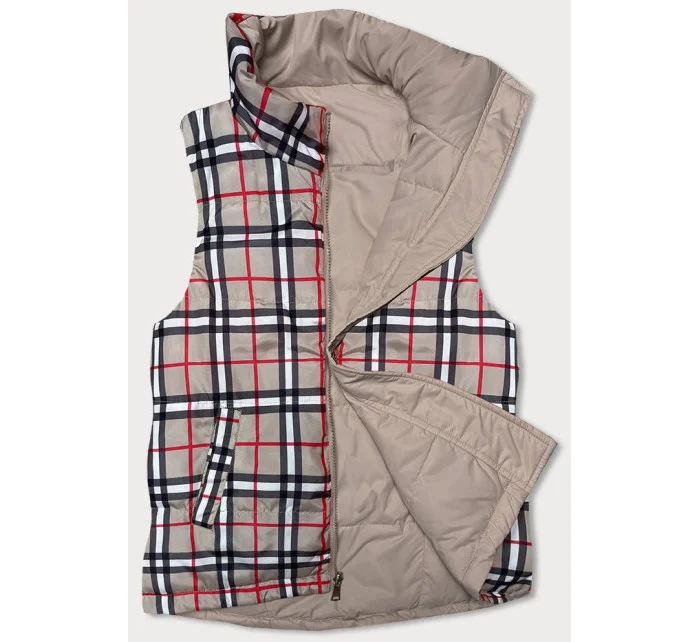 Tmavě béžová oboustranná dámská vesta model 18471362 - Miss TiTi