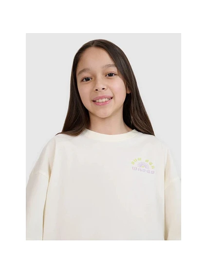 Dívčí tričko oversize crop top s potiskem model 21436025 - 4F