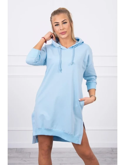 Šaty s kapucňou a dlhším chrbtom modré Šaty s kapucňou a dlhším chrbtom modré