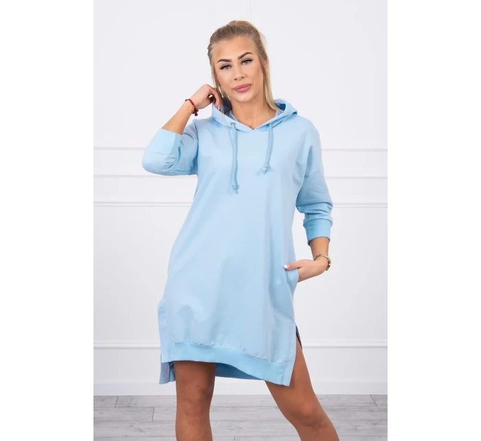 Šaty s kapucňou a dlhším chrbtom modré Šaty s kapucňou a dlhším chrbtom modré