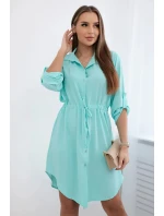 Šaty so zapínaním na gombíky a viazaním v páse mint Šaty so zapínaním na gombíky a viazaním v páse mint