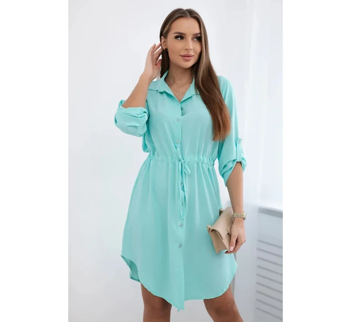 Šaty so zapínaním na gombíky a viazaním v páse mint Šaty so zapínaním na gombíky a viazaním v páse mint